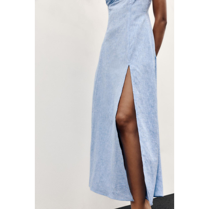 КОРСЕТНОЕ ПЛАТЬЕ МИДИ ИЗ ЛЬНА