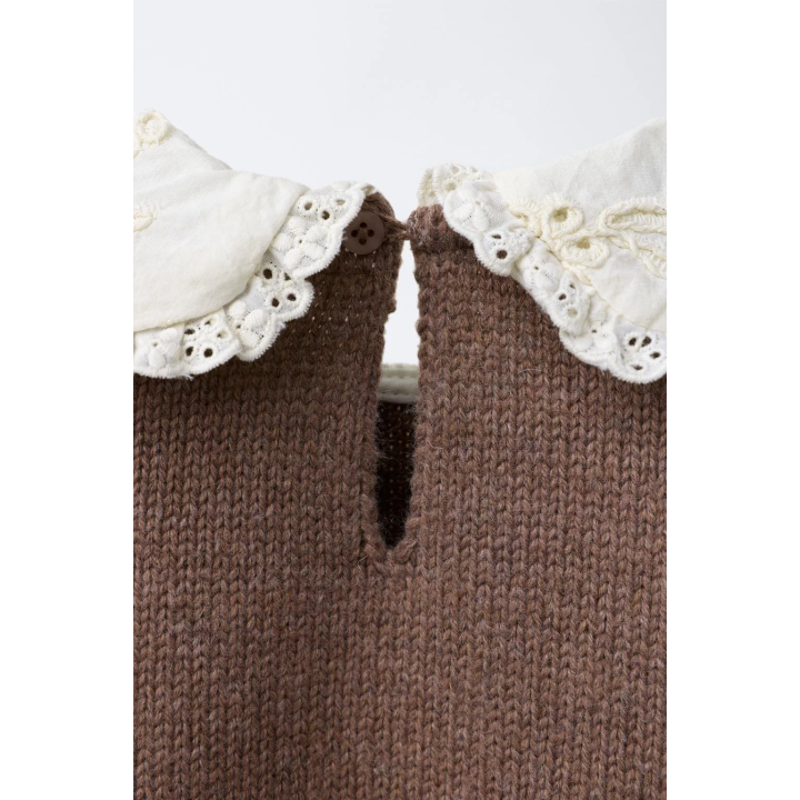 ТРИКОТАЖНЫЙ ДЖЕМПЕР С ВЫШИТЫМ ВОРОТНИКОМ