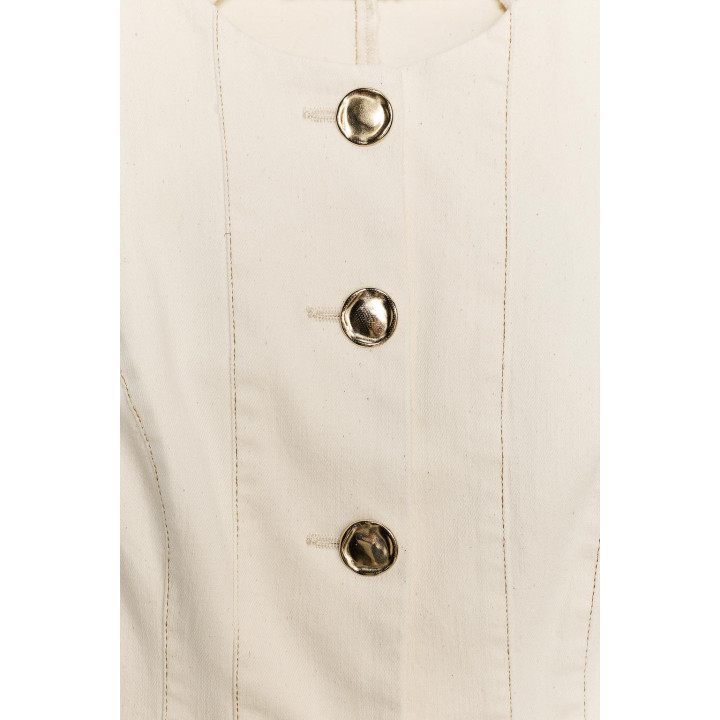 ЖИЛЕТ С БАСКОЙ И ДЕКОРАТИВНОЙ СТРОЧКОЙ