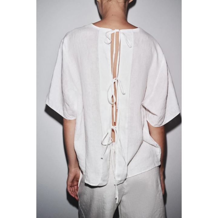 ЛЬНЯНОЙ ТОП С ЗАВЯЗКАМИ — ZW COLLECTION