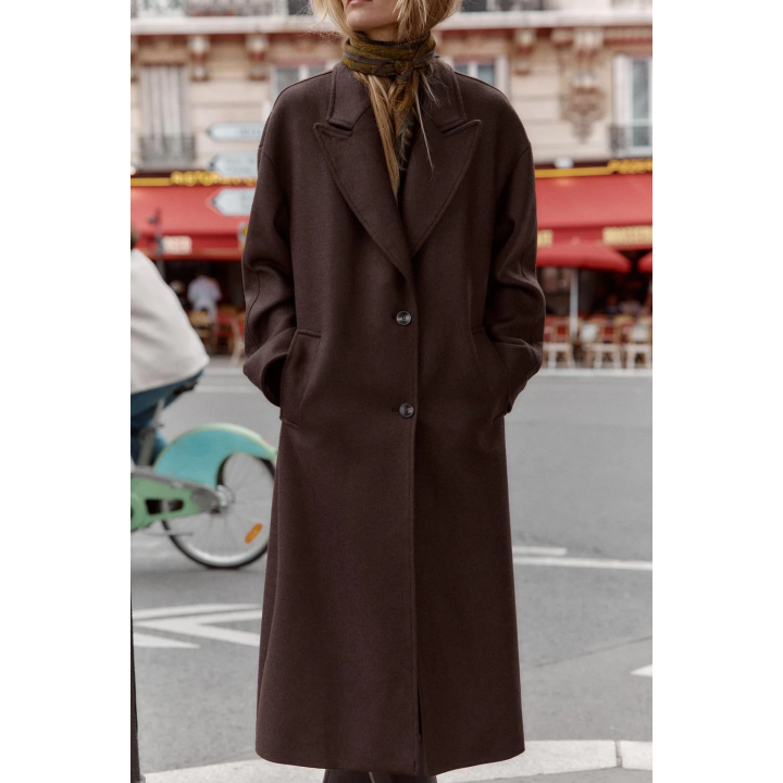 ПАЛЬТО С КОМБИНИРОВАННЫМ ВОРОТНИКОМ ИЗ ИСКУССТВЕННОЙ КОЖИ