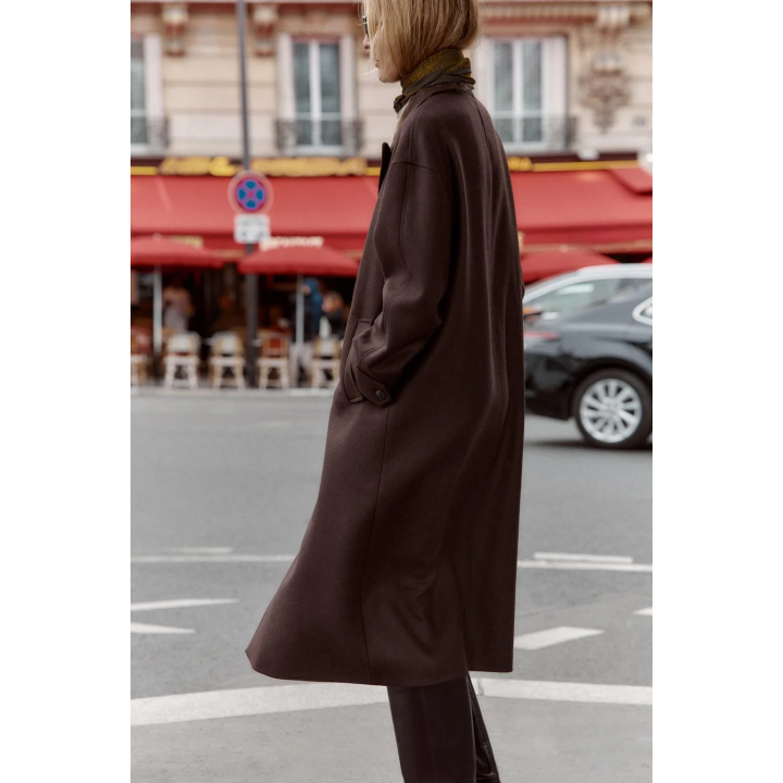 ПАЛЬТО С КОМБИНИРОВАННЫМ ВОРОТНИКОМ ИЗ ИСКУССТВЕННОЙ КОЖИ