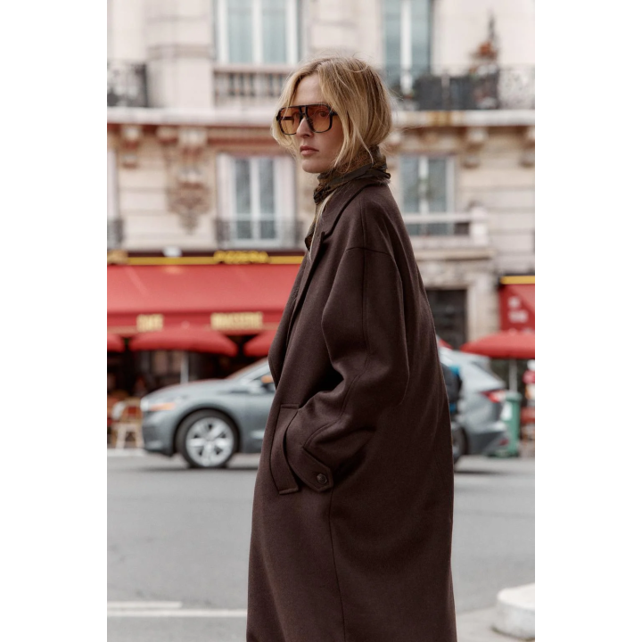 ПАЛЬТО С КОМБИНИРОВАННЫМ ВОРОТНИКОМ ИЗ ИСКУССТВЕННОЙ КОЖИ