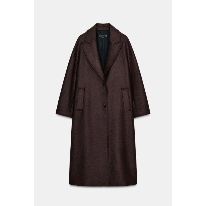 ПАЛЬТО С КОМБИНИРОВАННЫМ ВОРОТНИКОМ ИЗ ИСКУССТВЕННОЙ КОЖИ