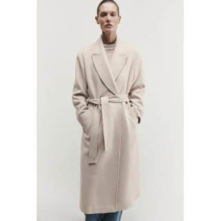 ДЛИННОЕ ПАЛЬТО ИЗ СМЕСОВОЙ ШЕРСТИ С ПОЯСОМ