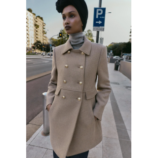 КОРОТКОЕ ДВУБОРТНОЕ ПАЛЬТО С ШЕРСТЬЮ