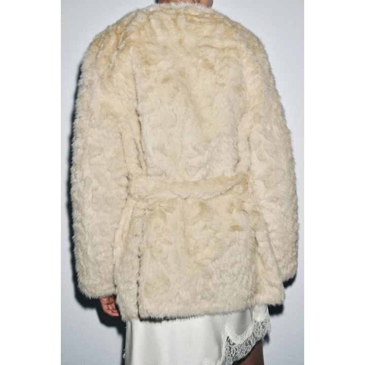 ПАЛЬТО ИЗ ИСКУССТВЕННОГО МЕХА С ПОЯСОМ — ZW COLLECTION