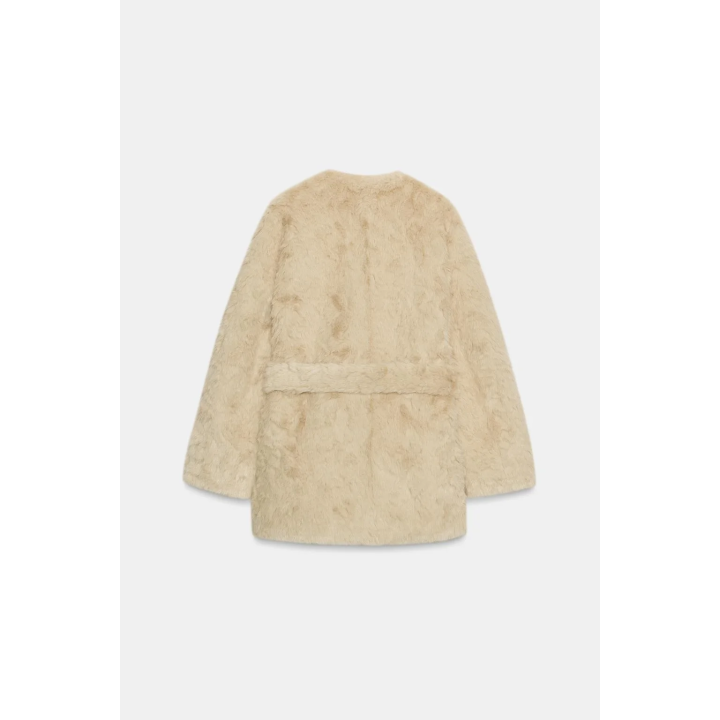 ПАЛЬТО ИЗ ИСКУССТВЕННОГО МЕХА С ПОЯСОМ — ZW COLLECTION