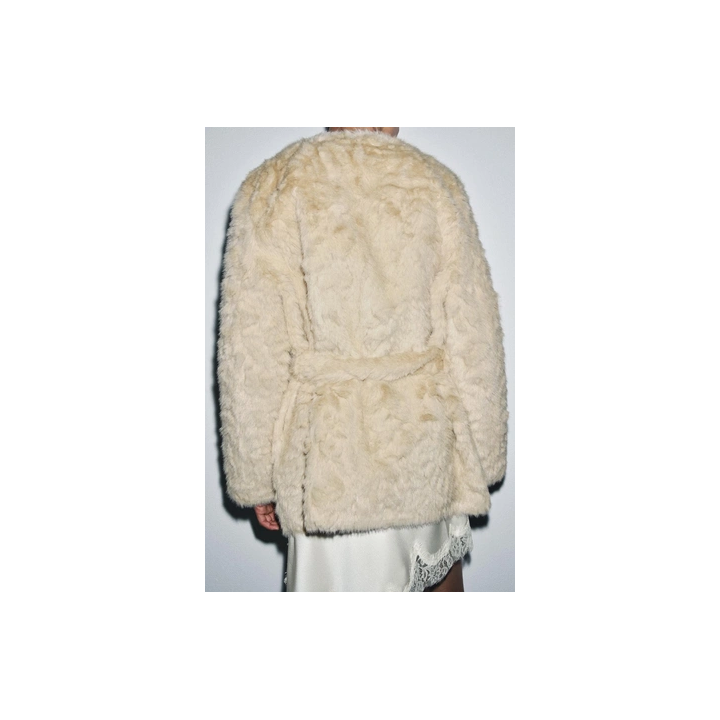 ПАЛЬТО ИЗ ИСКУССТВЕННОГО МЕХА С ПОЯСОМ — ZW COLLECTION