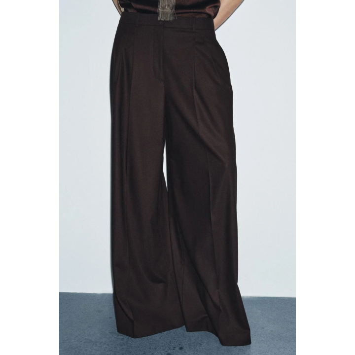 БРЮКИ WIDE LEG С ЗАЩИПАМИ — ZW COLLECTION