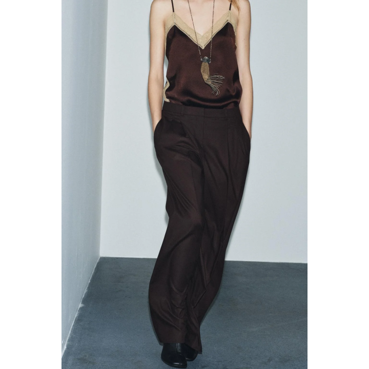 БРЮКИ WIDE LEG С ЗАЩИПАМИ — ZW COLLECTION