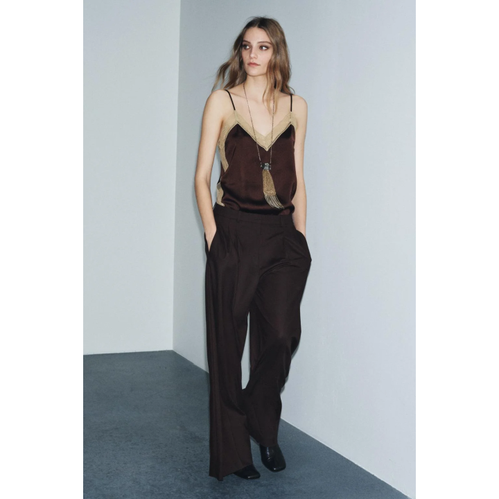 БРЮКИ WIDE LEG С ЗАЩИПАМИ — ZW COLLECTION