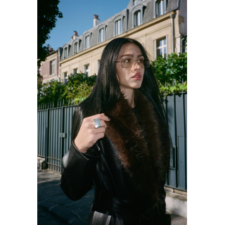 ПАЛЬТО ИЗ ИСКУССТВЕННОЙ КОЖИ СЪЕМНЫЙ ВОРОТНИК