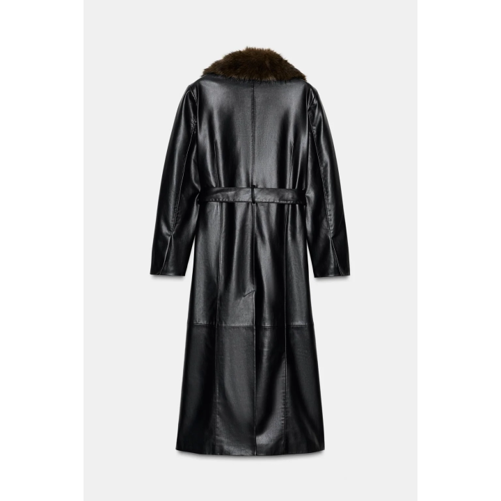 ПАЛЬТО ИЗ ИСКУССТВЕННОЙ КОЖИ СЪЕМНЫЙ ВОРОТНИК