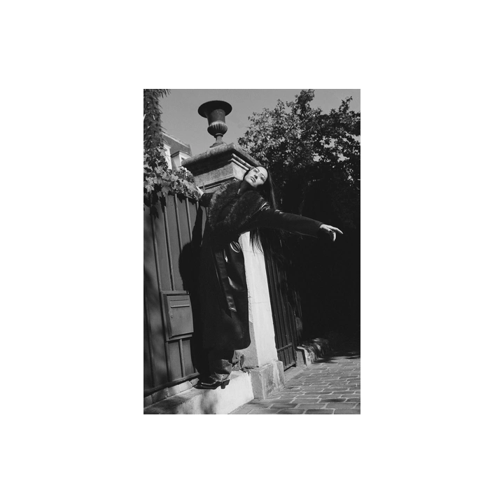 ПАЛЬТО ИЗ ИСКУССТВЕННОЙ КОЖИ СЪЕМНЫЙ ВОРОТНИК