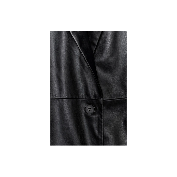 ПАЛЬТО ИЗ ИСКУССТВЕННОЙ КОЖИ СЪЕМНЫЙ ВОРОТНИК