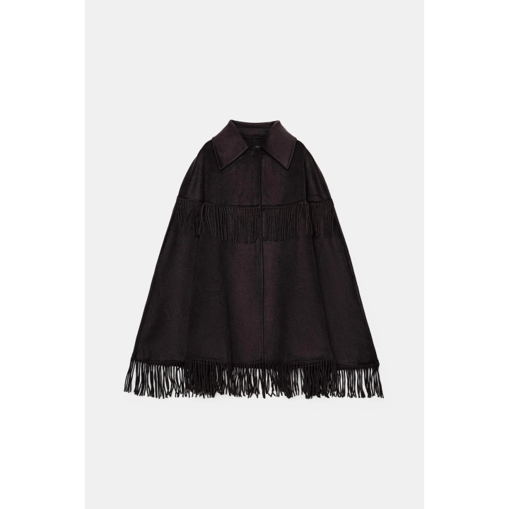 НАКИДКА С ЛАЦКАНАМИ И БАХРОМОЙ ИЗ ШЕРСТИ