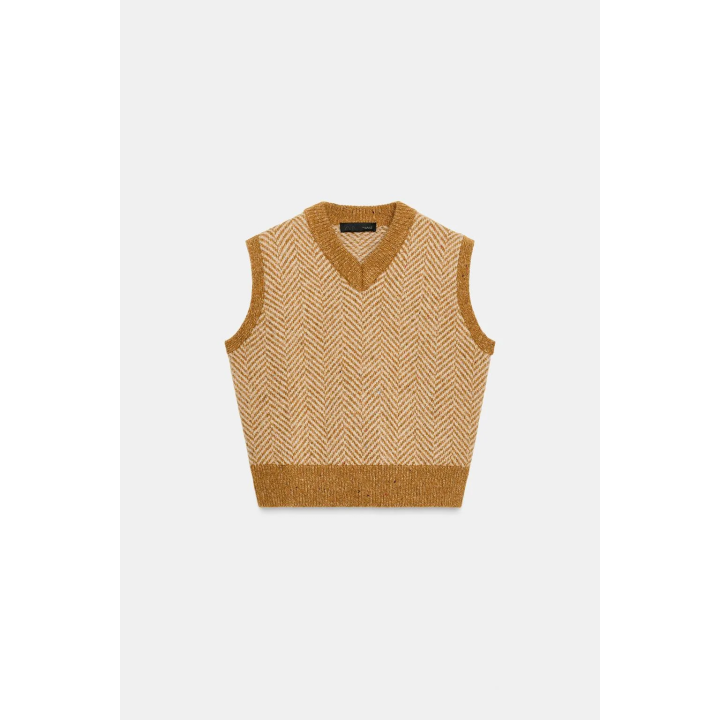 ЖИЛЕТ В ЕЛОЧКУ ИЗ СМЕСОВОЙ ШЕРСТИ