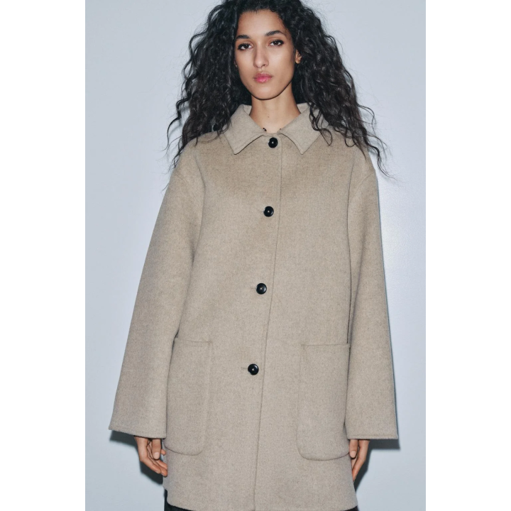 ПАЛЬТО ИЗ ШЕРСТИ С ВОРОТНИКОМ ИЗ ИСКУССТВЕННОГО МЕХА — ZW COLLECTION