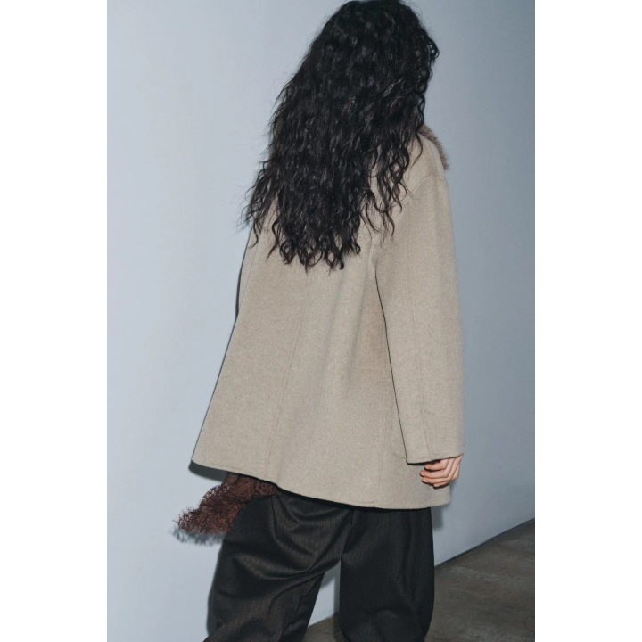 ПАЛЬТО ИЗ ШЕРСТИ С ВОРОТНИКОМ ИЗ ИСКУССТВЕННОГО МЕХА — ZW COLLECTION