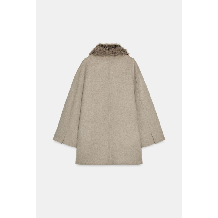 ПАЛЬТО ИЗ ШЕРСТИ С ВОРОТНИКОМ ИЗ ИСКУССТВЕННОГО МЕХА — ZW COLLECTION
