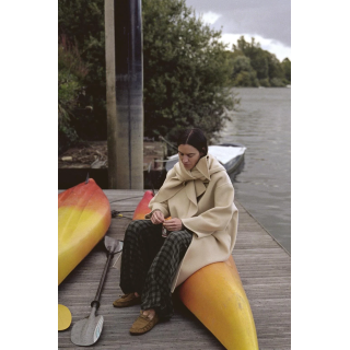 ПАЛЬТО ОВЕРСАЙЗ ИЗ СМЕСОВОЙ ШЕРСТИ С ПЛАТКОМ — ZW COLLECTION