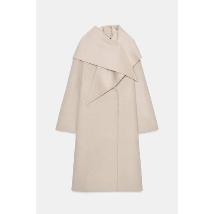 ПАЛЬТО ОВЕРСАЙЗ ИЗ СМЕСОВОЙ ШЕРСТИ С ПЛАТКОМ — ZW COLLECTION
