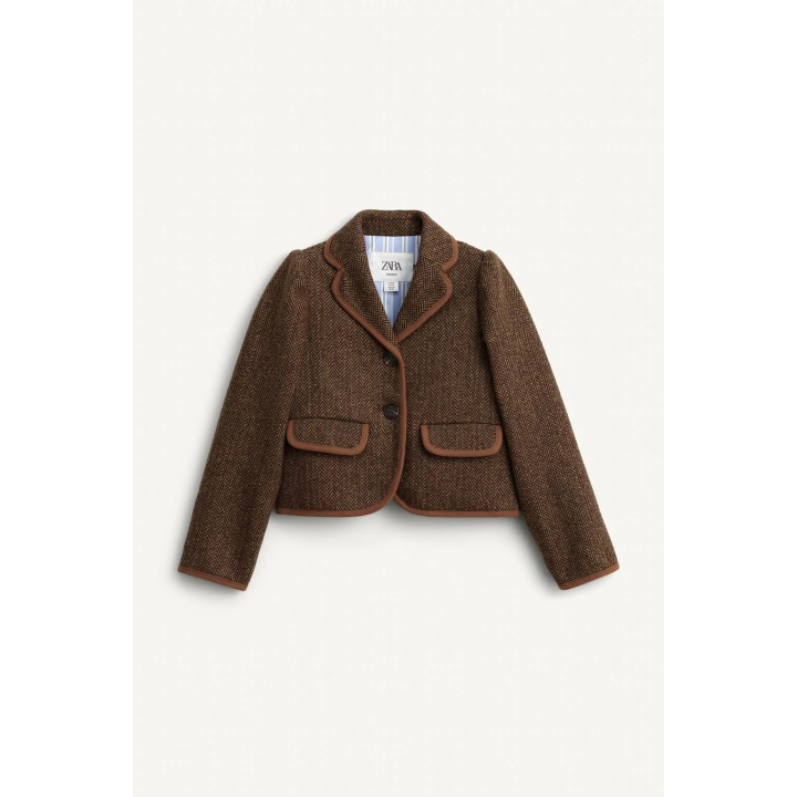 Укороченный жакет-блейзер в мелкую клетку из ограниченной коллекции