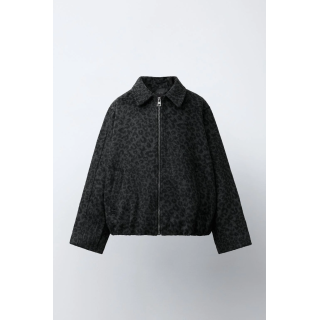 КУРТКА ИЗ СИНТЕТИЧЕСКОЙ ШЕРСТИ С АНИМАЛИСТИЧЕСКИМ ПРИНТОМ