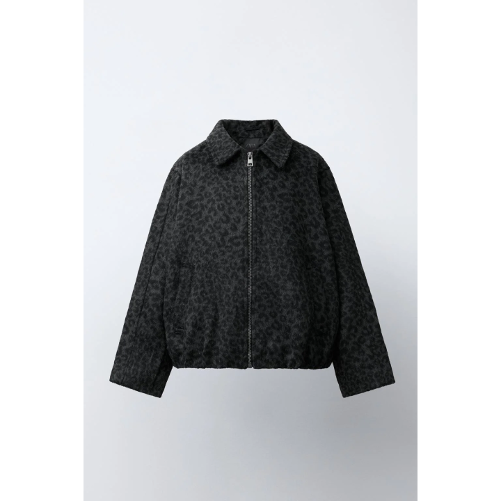 КУРТКА ИЗ СИНТЕТИЧЕСКОЙ ШЕРСТИ С АНИМАЛИСТИЧЕСКИМ ПРИНТОМ