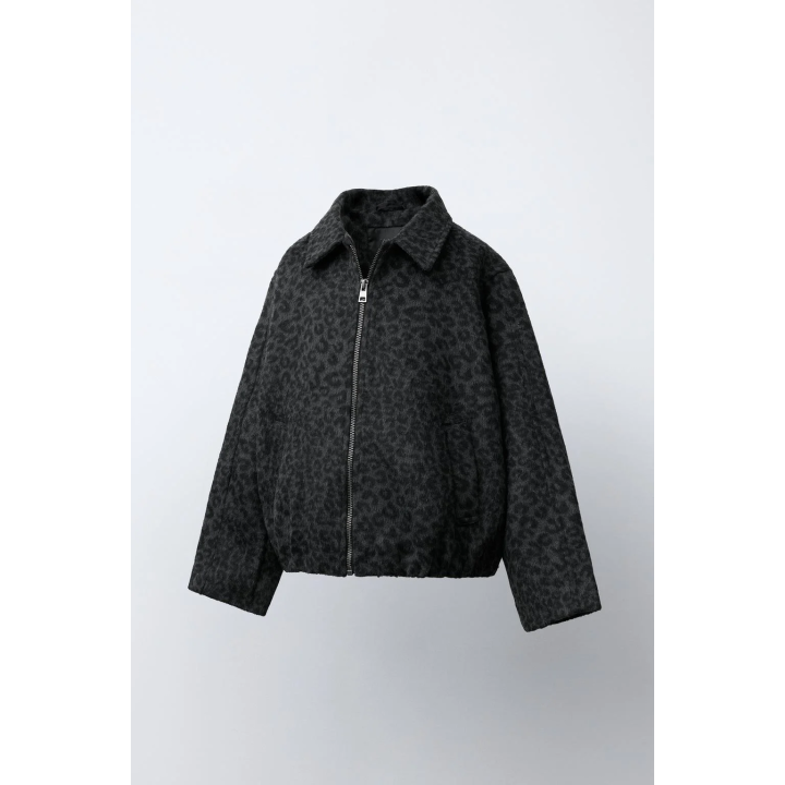 КУРТКА ИЗ СИНТЕТИЧЕСКОЙ ШЕРСТИ С АНИМАЛИСТИЧЕСКИМ ПРИНТОМ