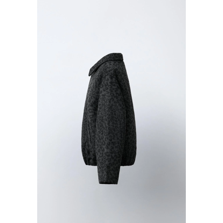 КУРТКА ИЗ СИНТЕТИЧЕСКОЙ ШЕРСТИ С АНИМАЛИСТИЧЕСКИМ ПРИНТОМ