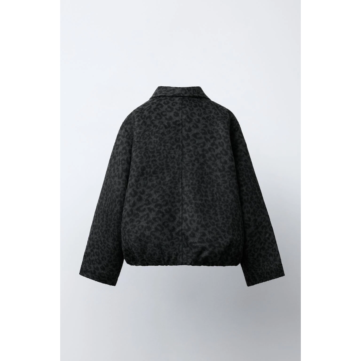 КУРТКА ИЗ СИНТЕТИЧЕСКОЙ ШЕРСТИ С АНИМАЛИСТИЧЕСКИМ ПРИНТОМ