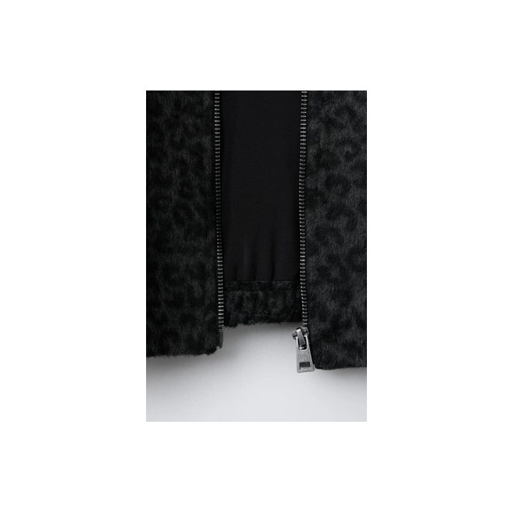 КУРТКА ИЗ СИНТЕТИЧЕСКОЙ ШЕРСТИ С АНИМАЛИСТИЧЕСКИМ ПРИНТОМ