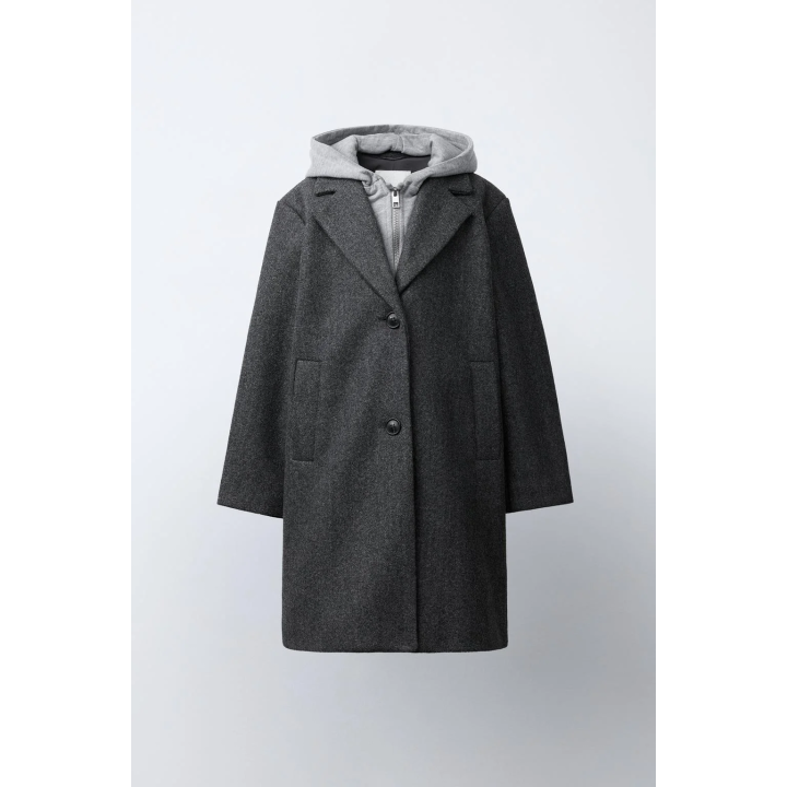 ДЛИННОЕ ПАЛЬТО СО СЪЕМНЫМ КАПЮШОНОМ