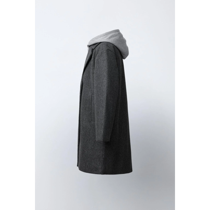 ДЛИННОЕ ПАЛЬТО СО СЪЕМНЫМ КАПЮШОНОМ