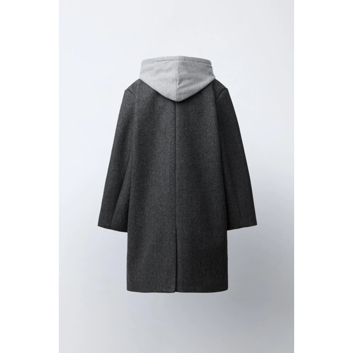 ДЛИННОЕ ПАЛЬТО СО СЪЕМНЫМ КАПЮШОНОМ