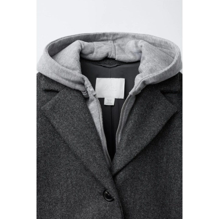 ДЛИННОЕ ПАЛЬТО СО СЪЕМНЫМ КАПЮШОНОМ