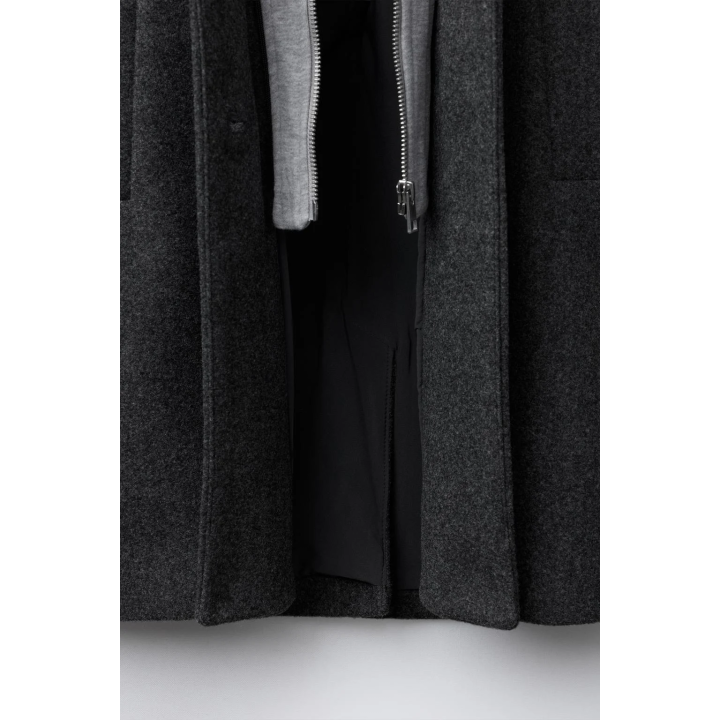 ДЛИННОЕ ПАЛЬТО СО СЪЕМНЫМ КАПЮШОНОМ