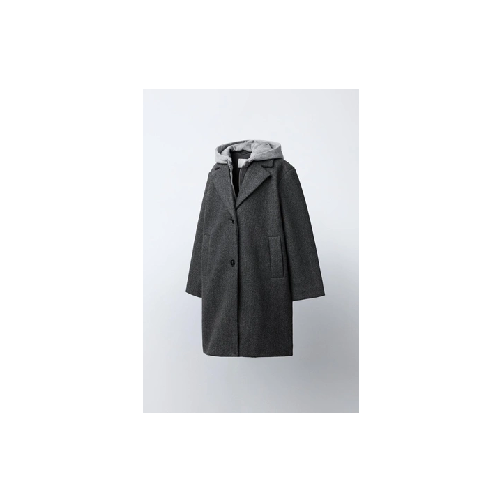 ДЛИННОЕ ПАЛЬТО СО СЪЕМНЫМ КАПЮШОНОМ