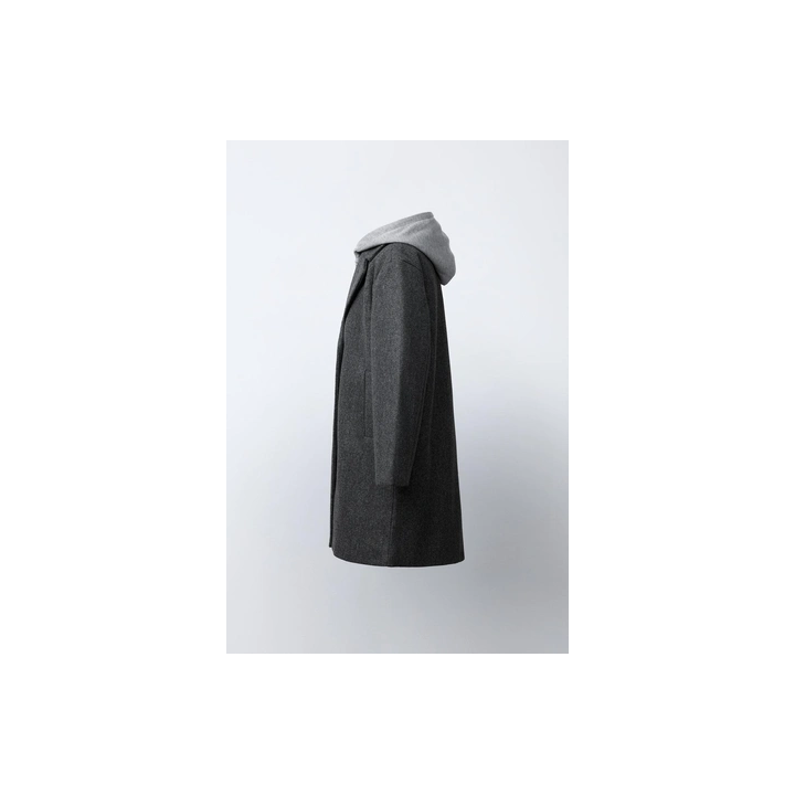 ДЛИННОЕ ПАЛЬТО СО СЪЕМНЫМ КАПЮШОНОМ