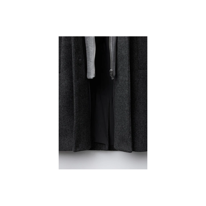 ДЛИННОЕ ПАЛЬТО СО СЪЕМНЫМ КАПЮШОНОМ