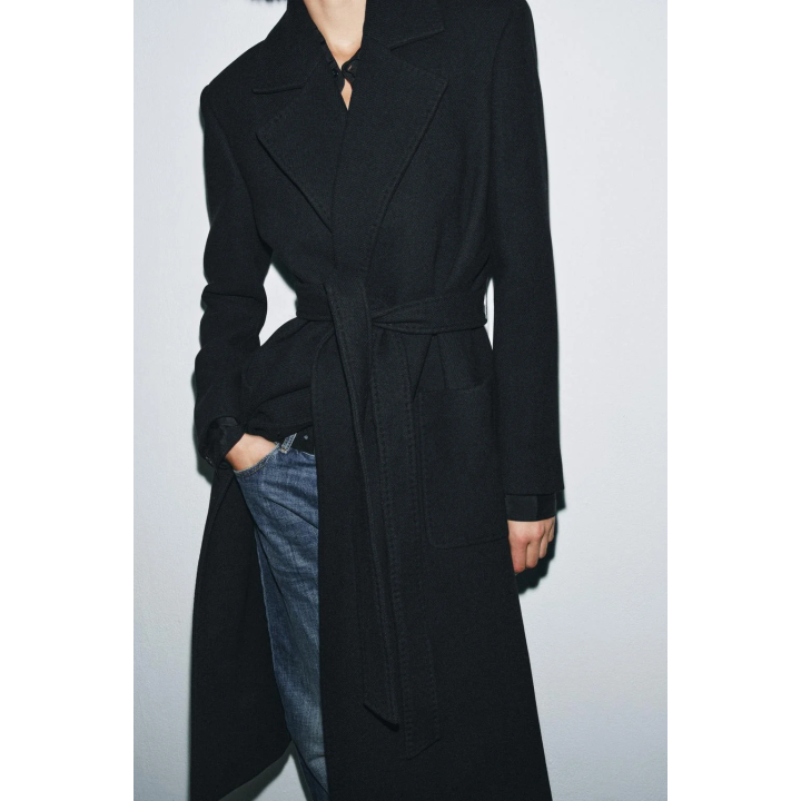 ПАЛЬТО ИЗ СМЕСОВОЙ ШЕРСТИ С ПОЯСОМ — ZW COLLECTION