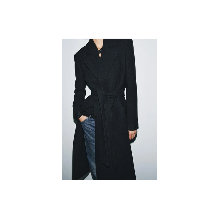 ПАЛЬТО ИЗ СМЕСОВОЙ ШЕРСТИ С ПОЯСОМ — ZW COLLECTION