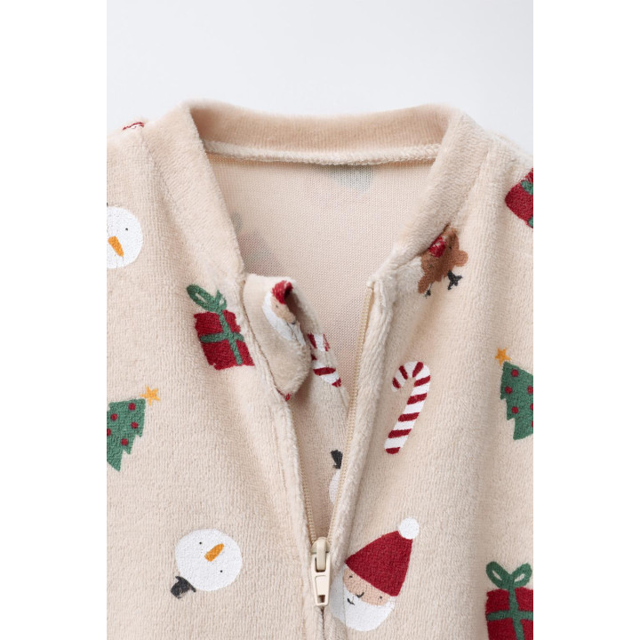 Детский велюровый комбинезон санта