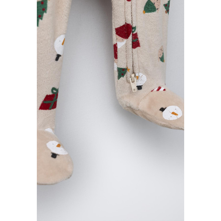 Детский велюровый комбинезон санта