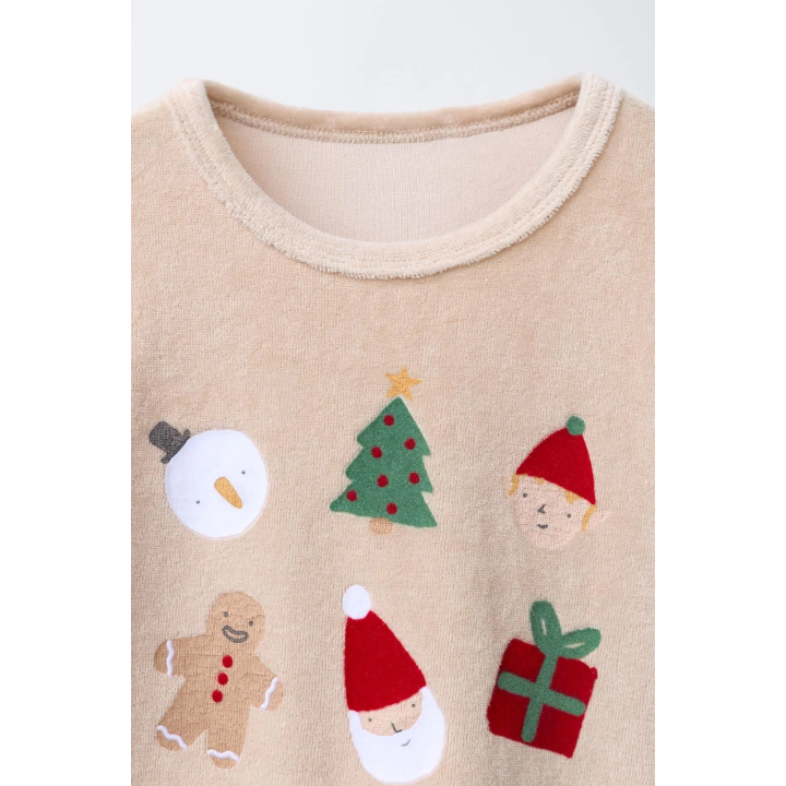 Пижама из вельвета с рисунком оленей, 2-6 лет