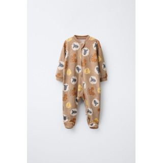 Детский комбинезон из бархата с животным принтом