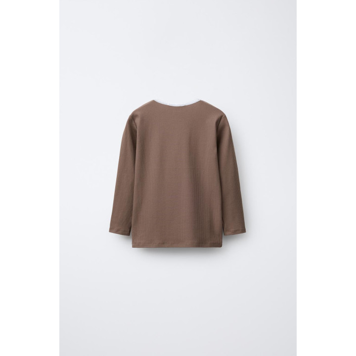 Футболки с круглым вырезом на шестеро лет / 2-пачка рубчатых с кружевными оборками