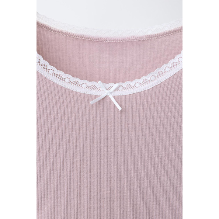 Футболки с круглым вырезом на шестеро лет / 2-пачка рубчатых с кружевными оборками